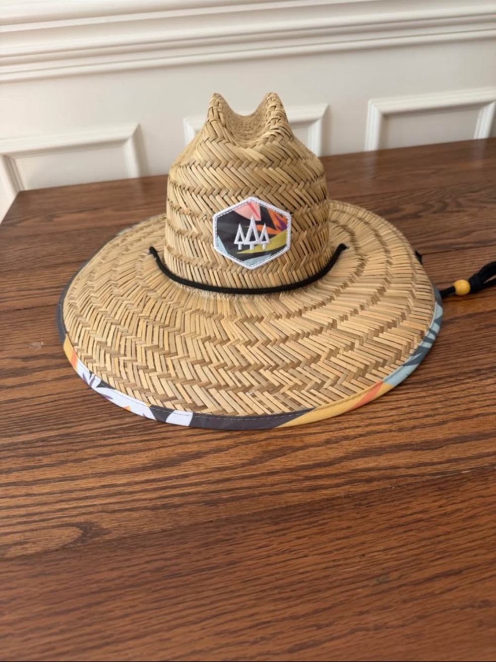 Hemlock Sunhat Straw Wide-Brim Sun Hat with Geometric Patch